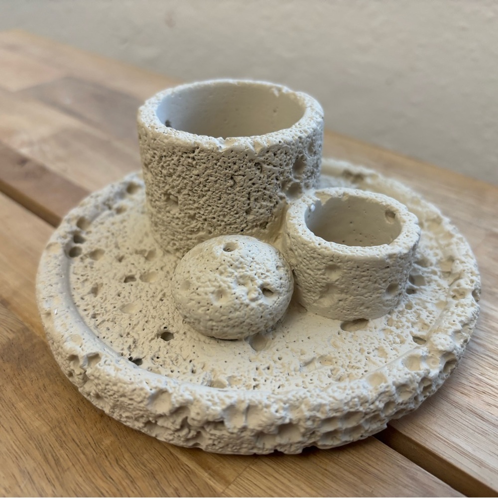 4 in 1 Cement Textured Palo Santo Incense & Candle Holder